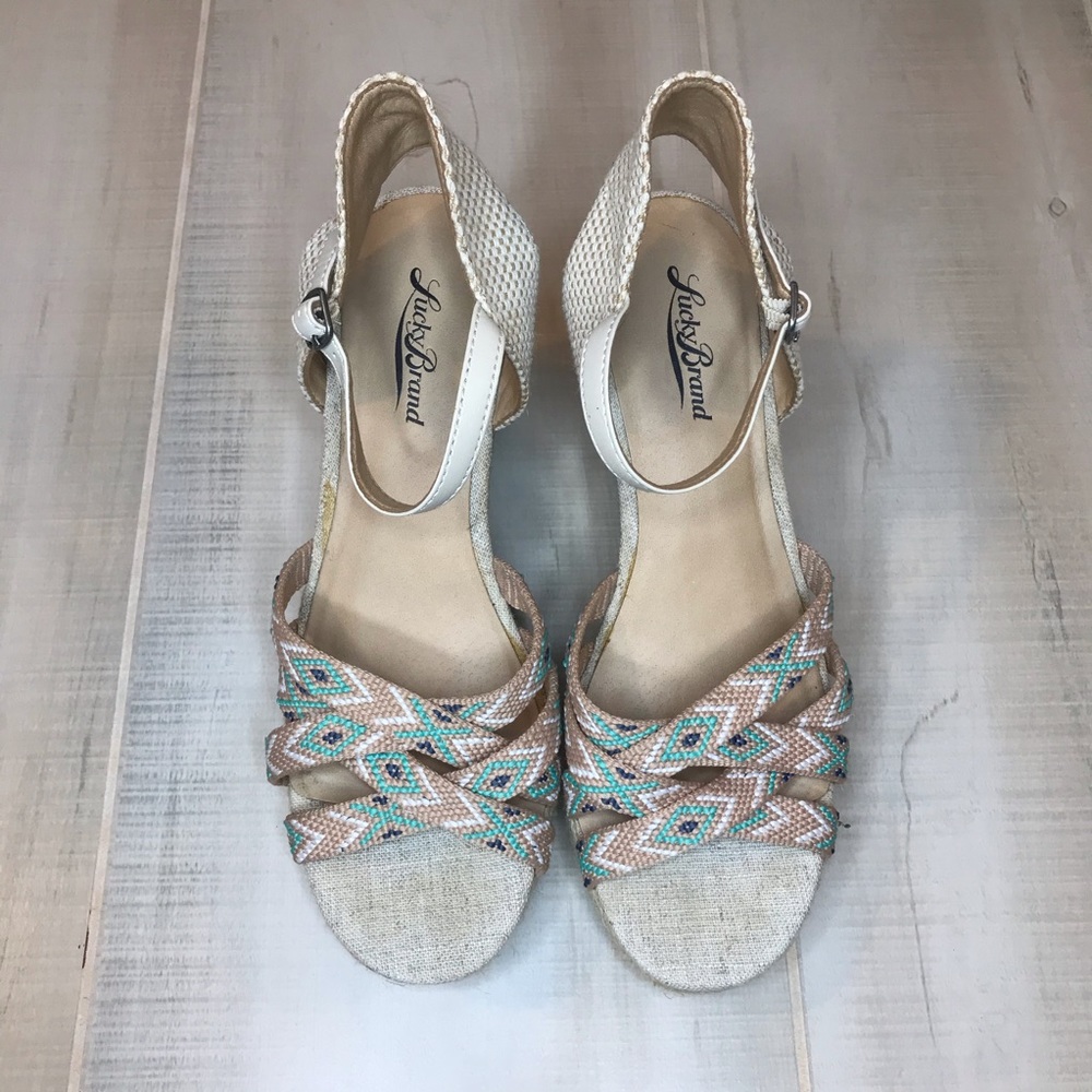 Lucky Brand Wedge Espadrille Platform Sandals Boho